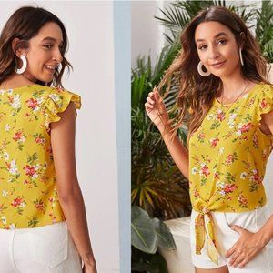 ⭐️ Sale ⭐️ NEW! Butterfly Sleeve Knot Front Top